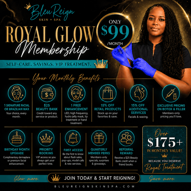 $99 Royal Glow “I AM the perk” at BleuReign Skin + Spa in Grand Prairie, TX