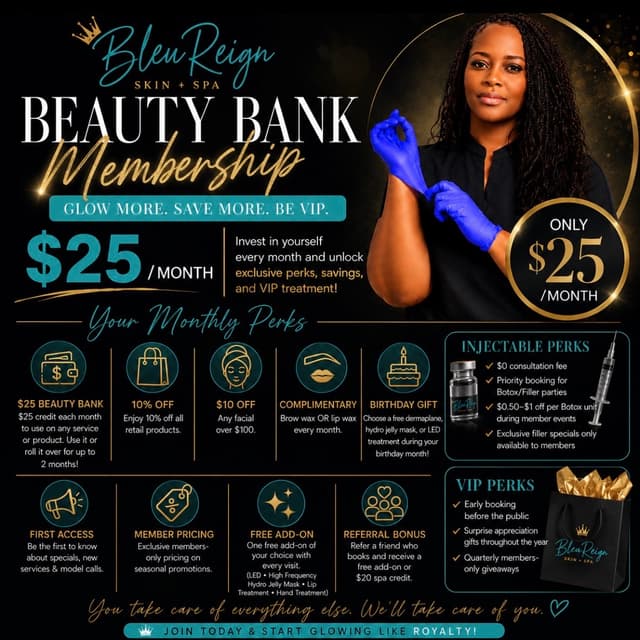 $25 Beauty Bank “I like perks” at BleuReign Skin + Spa in Grand Prairie, TX